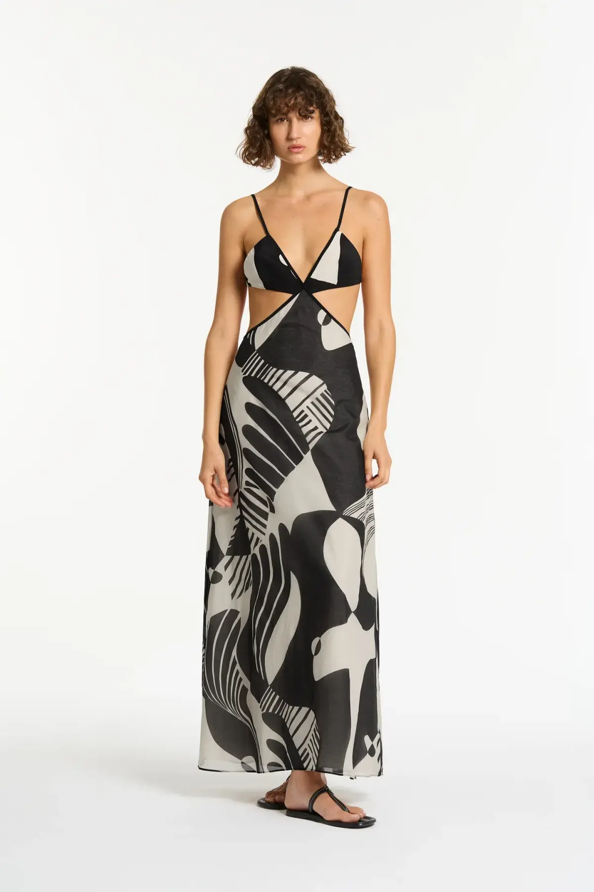 Sir the Label Realisme Cut Out Dress Print Size 6 - Image 1