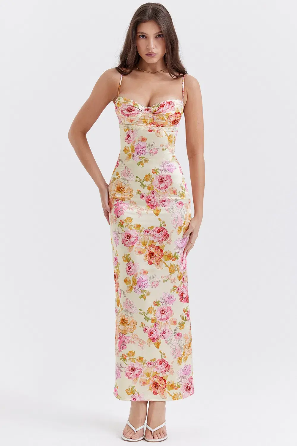 House of CB Josefina Maxi Dress Ivory Floral Size M / AU 10 - Image 1