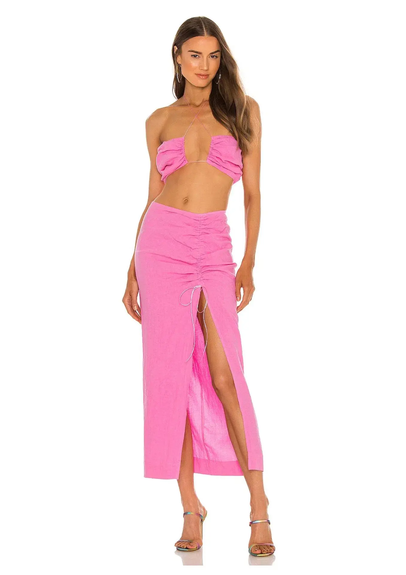 Natalie Rolt Bellini Crop Top and Skirt Set Candy Pink Size 8/10 - Image 1