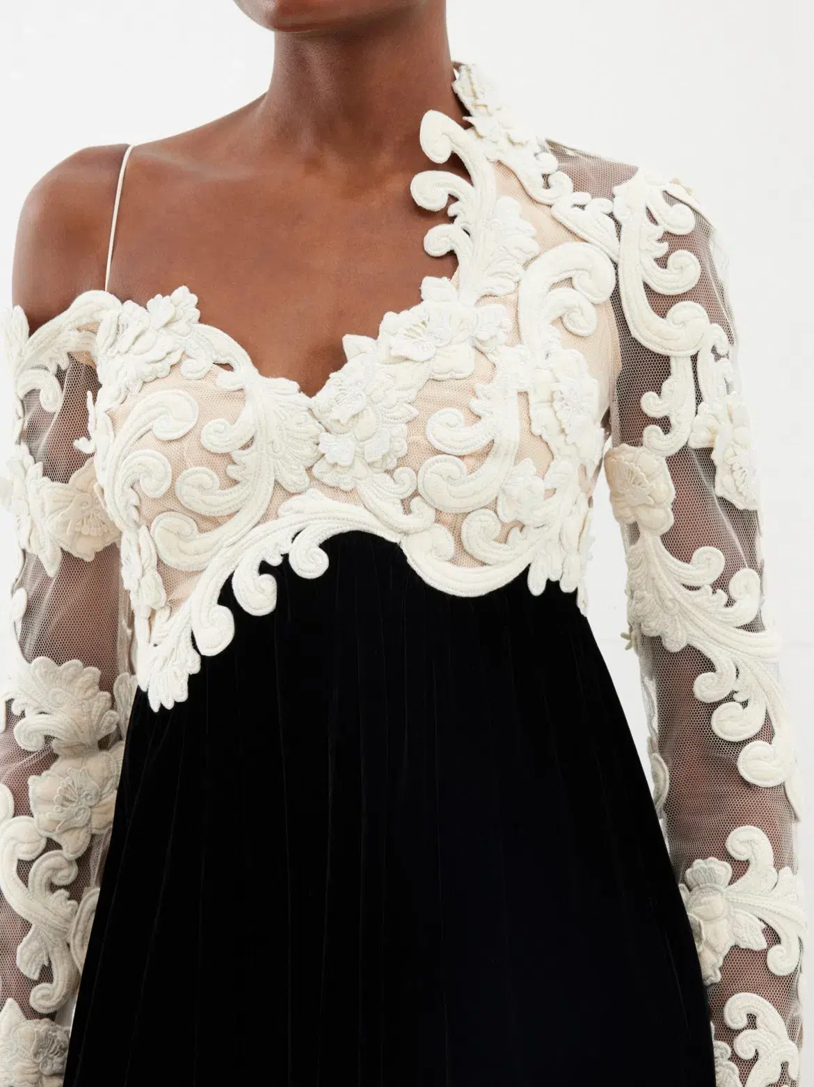 Zimmermann Sensory Velvet Bodice Gown Black/White Size 3 / AU 14 - Image 3