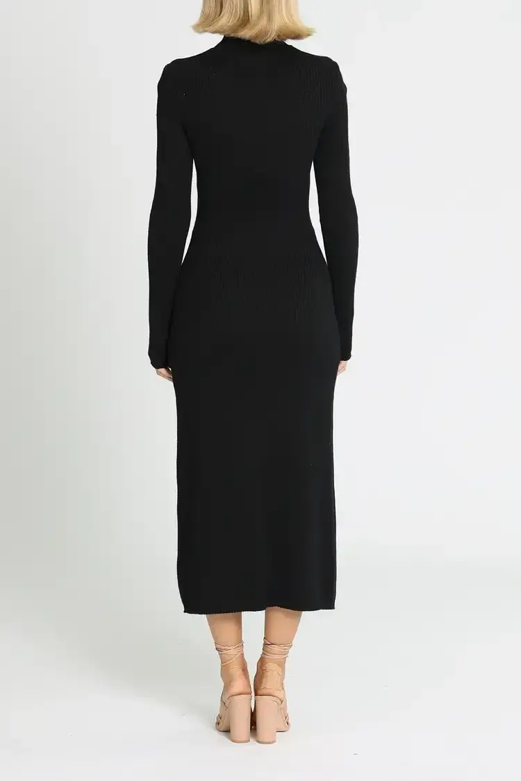 Camilla and Marc Gray Rib Knit Midi Dress in Black Size 8 - Image 3
