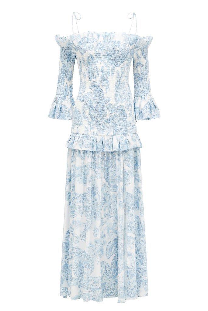 Thurley Golden Hour Dress in Blue bell Multi Size 8 - Image 8