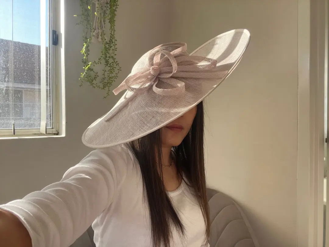 Melbourne Cup Day Best Dress - Thurley Utopia Lace Midi Dress in Seashell Pink with choice of 1 fascinator  for rent on The Volte - main image