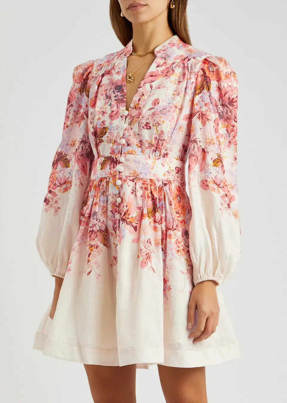 Zimmermann Devi Linen Mini Dress Floral Size 2 / AU 12 for rent on The Volte - main image