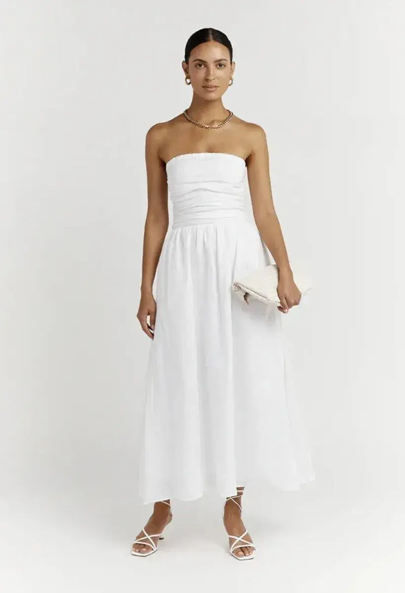 Dissh Lexi  Linen Midi Dress White Size AU 8 - Image 1
