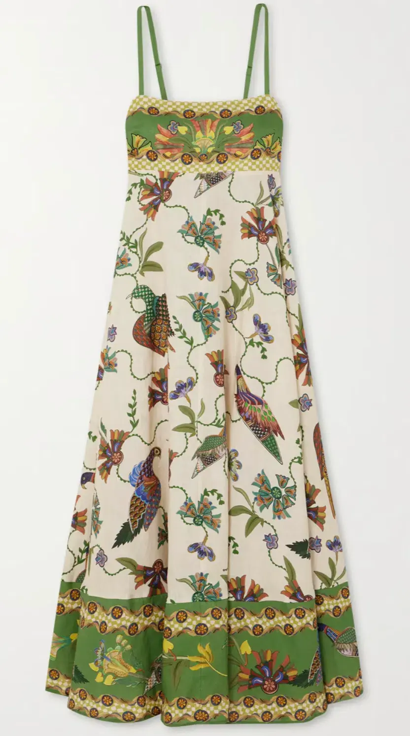Alémais Birdie Printed Linen Maxi Dress Print Size 8  - Image 5