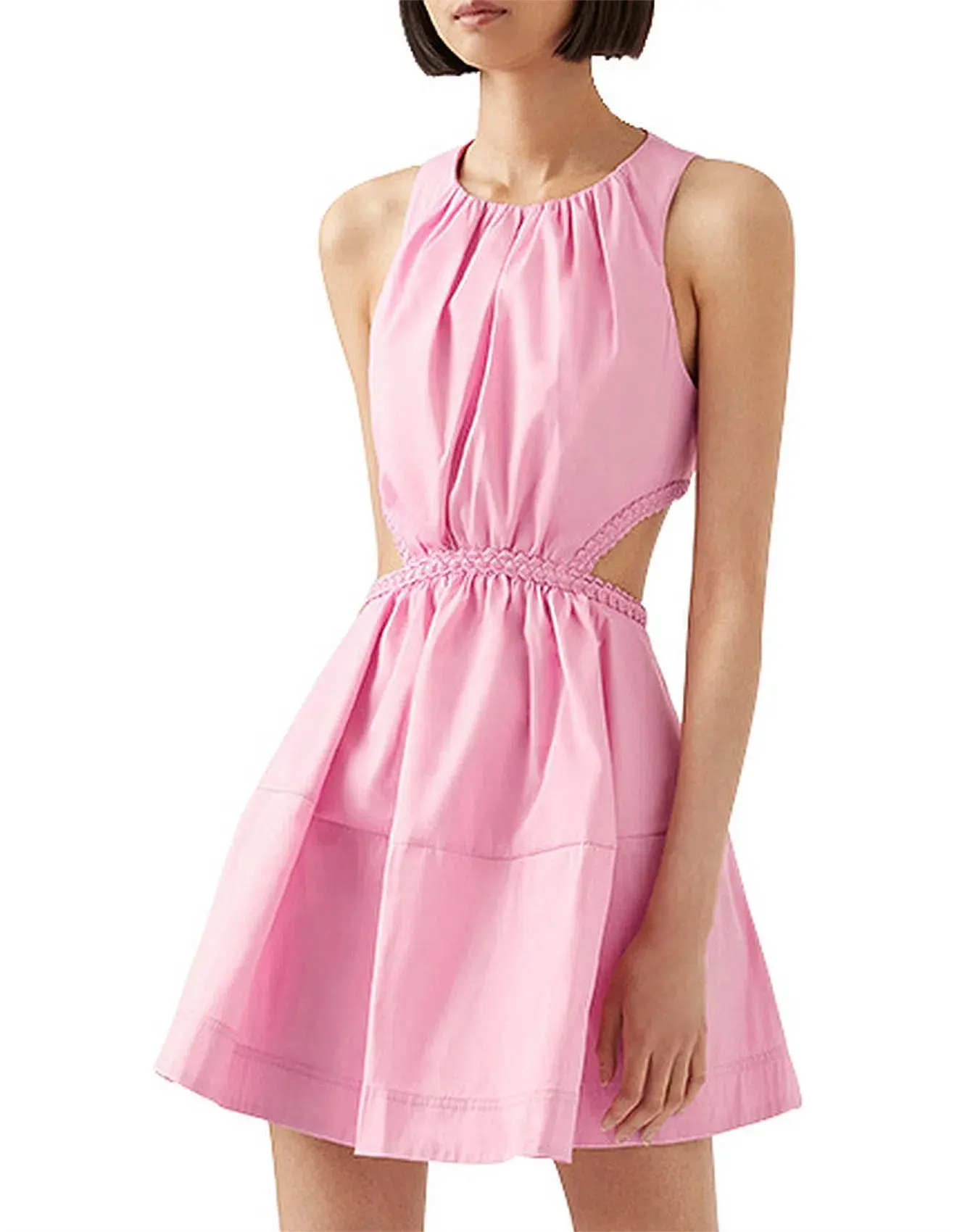 Aje Voyage Braided Cut Out Mini Dress Bon Bon Pink Size 16 - Image 2