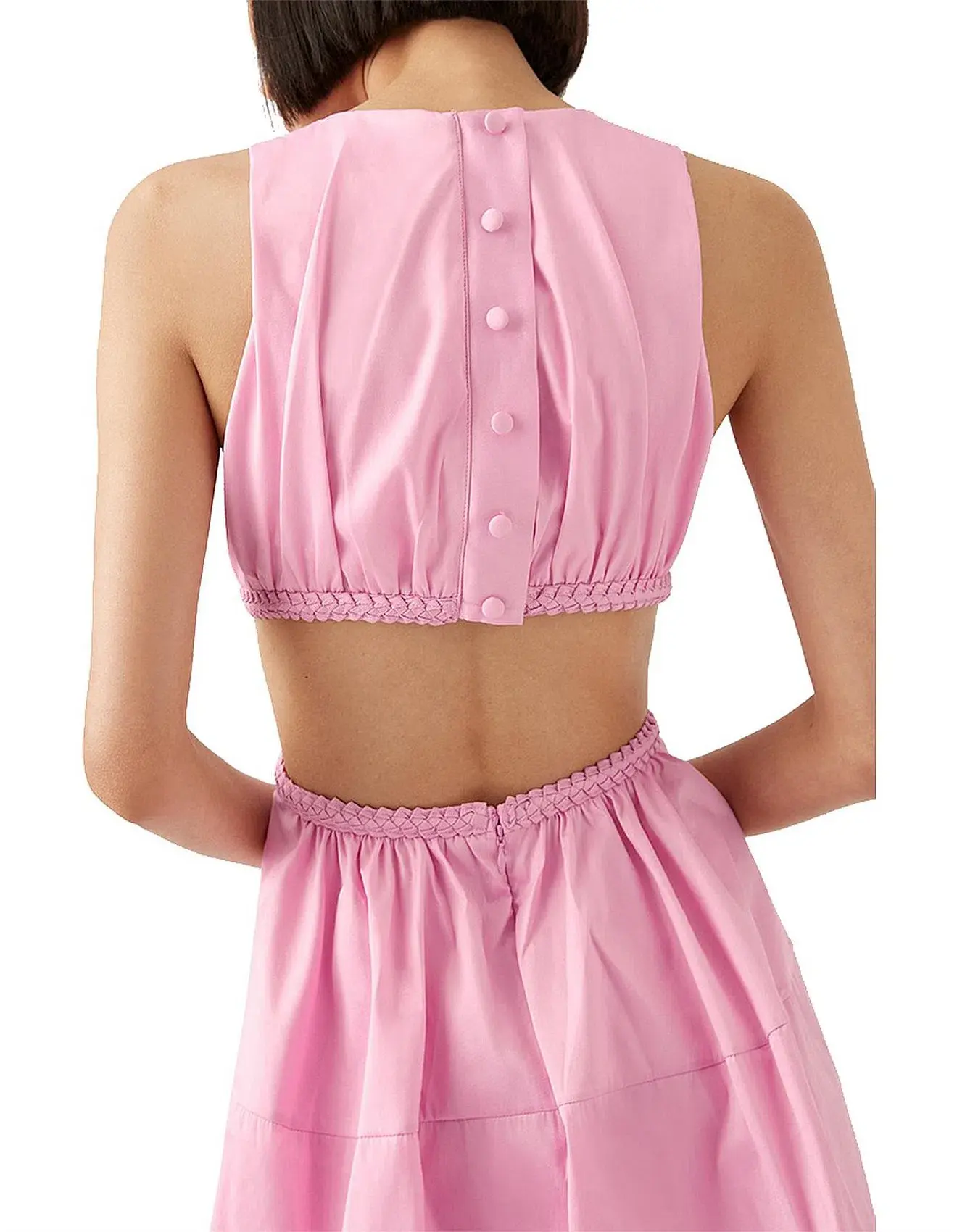 Aje Voyage Braided Cut Out Mini Dress Bon Bon Pink Size 16 - Image 5