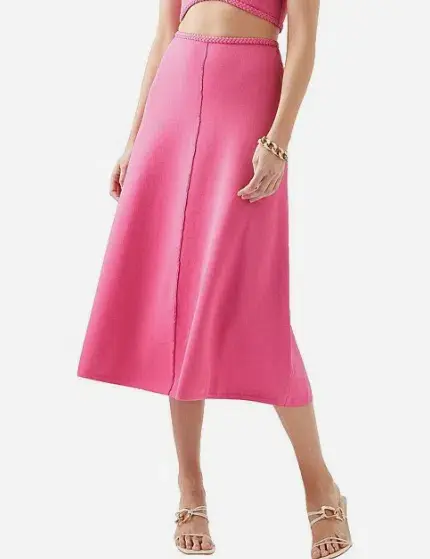 Aje Elm Braided Knit Tank Top & Petal Knit Midi Skirt Set Rose Size 6 - Image 5