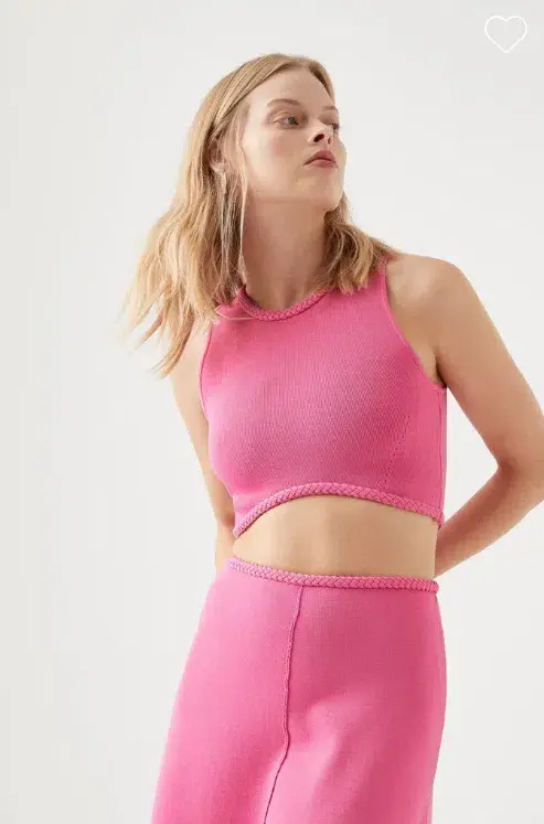 Aje Elm Braided Knit Tank Top & Petal Knit Midi Skirt Set Rose Size 6 for rent on The Volte - main image