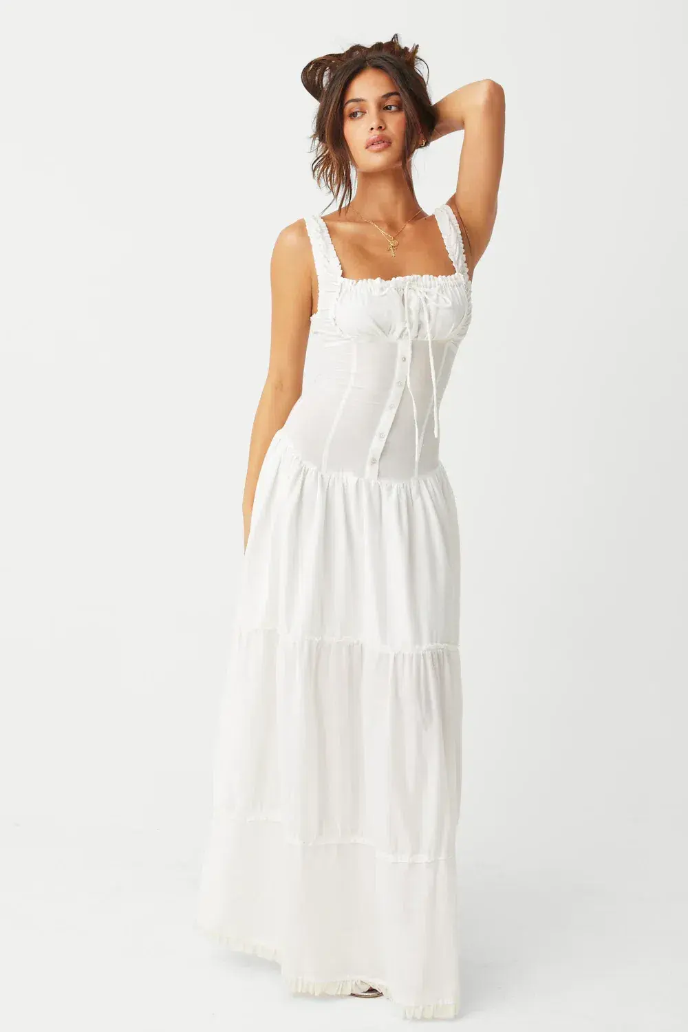 Frankie’s Bikinis Christabelle Ruffle Maxi Dress Sunrose Size XS/Au 6 - Image 1