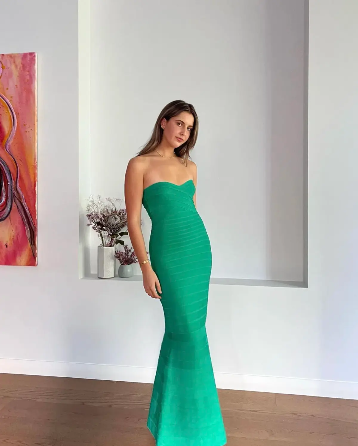 Herve Leger Green Sara Gown Green Size Small/AU8 - Image 3