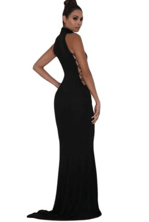 Abyss By Abby Black Halter Gown 8 for rent on The Volte - main image