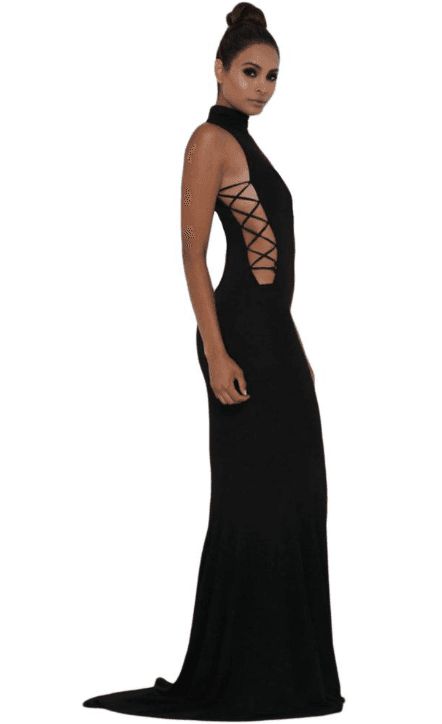 Abyss By Abby Black Halter Gown 8 for rent on The Volte - main image
