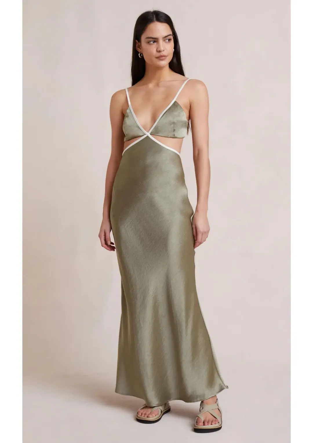 Bec & Bridge Veronique Maxi Dress in Khaki Size 8 for rent on The Volte - main image