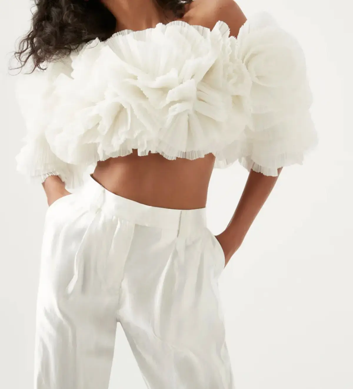 Aje Expressive Pleated Top Ivory Size 12 - Image 3