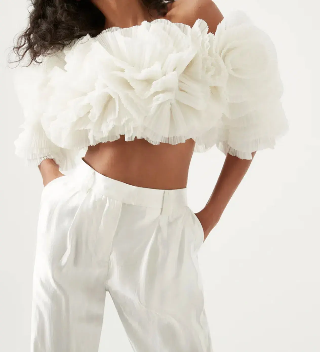 Aje Expressive Pleated Top Ivory Size 12 - Image 3