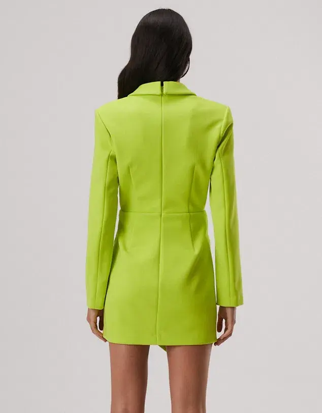 MISHA Aurelia Long Sleeve Mini Dress Lime Green Size 12/L - Image 3