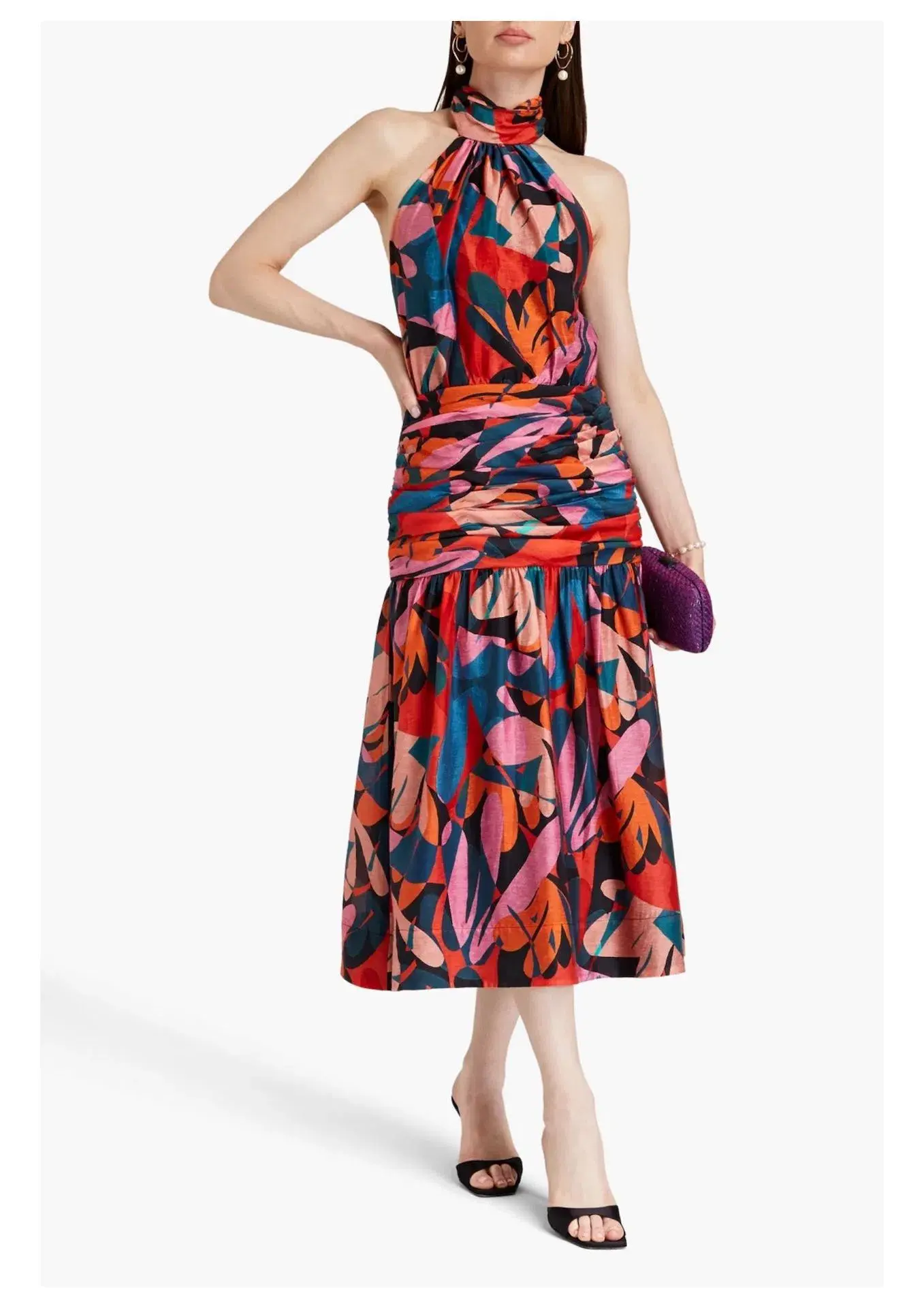 Rebecca Vallance Catalina Halter Neck Midi Dress Multi Colour Size 8  - Image 1