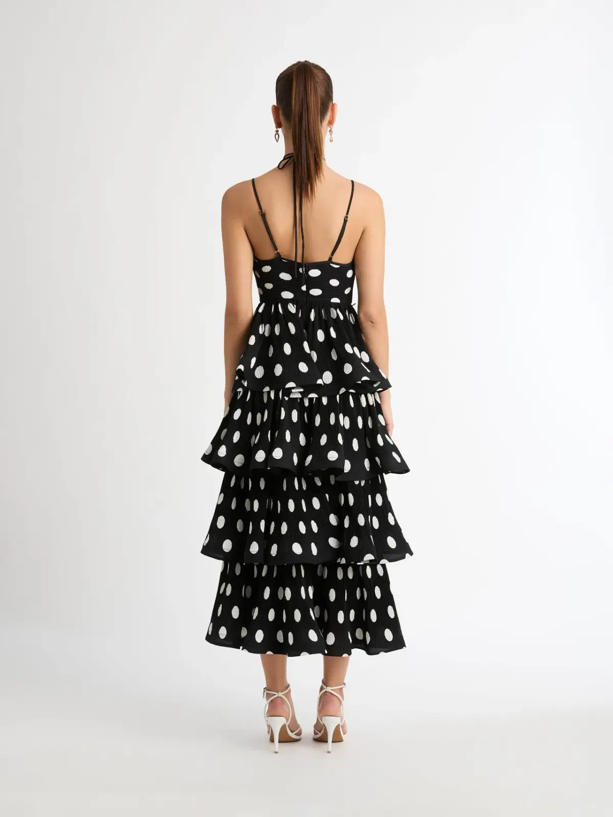 Sheike Julia Tiered Polka Dot Dress Print Size 6 - Image 3