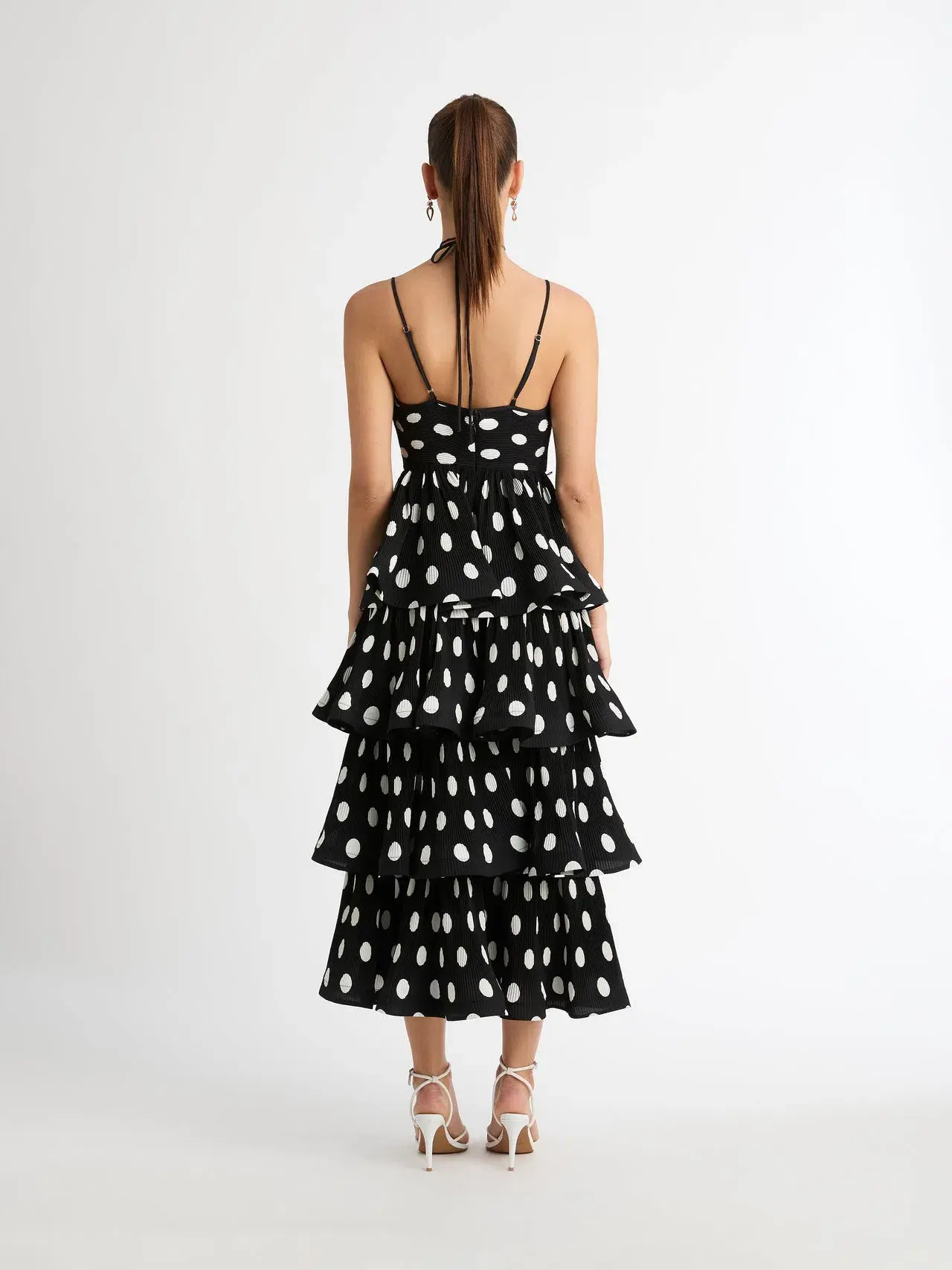 Sheike Julia Tiered Polka Dot Dress Print Size 6 - Image 3