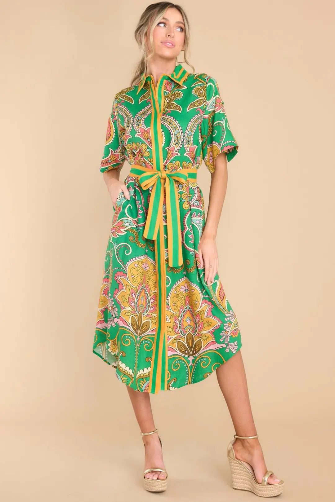 Alémais Marion Shirtdress Green Size 8 for rent on The Volte - main image