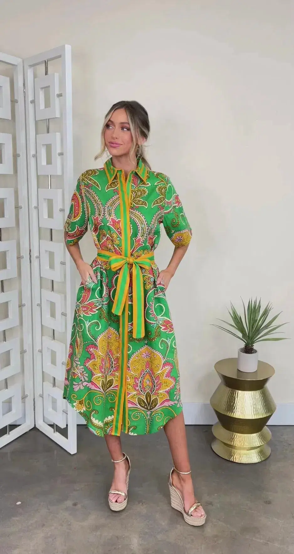 Alémais Marion Shirtdress Green Size 8 for rent on The Volte - main image