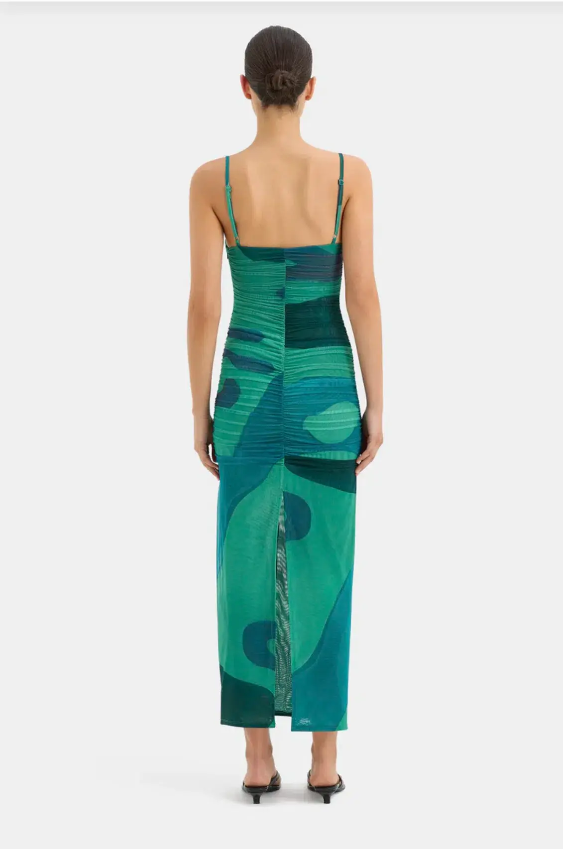 Sir the Label Frankie Gathered Midi Dress Green Multi Size 3/Au 12 - Image 2