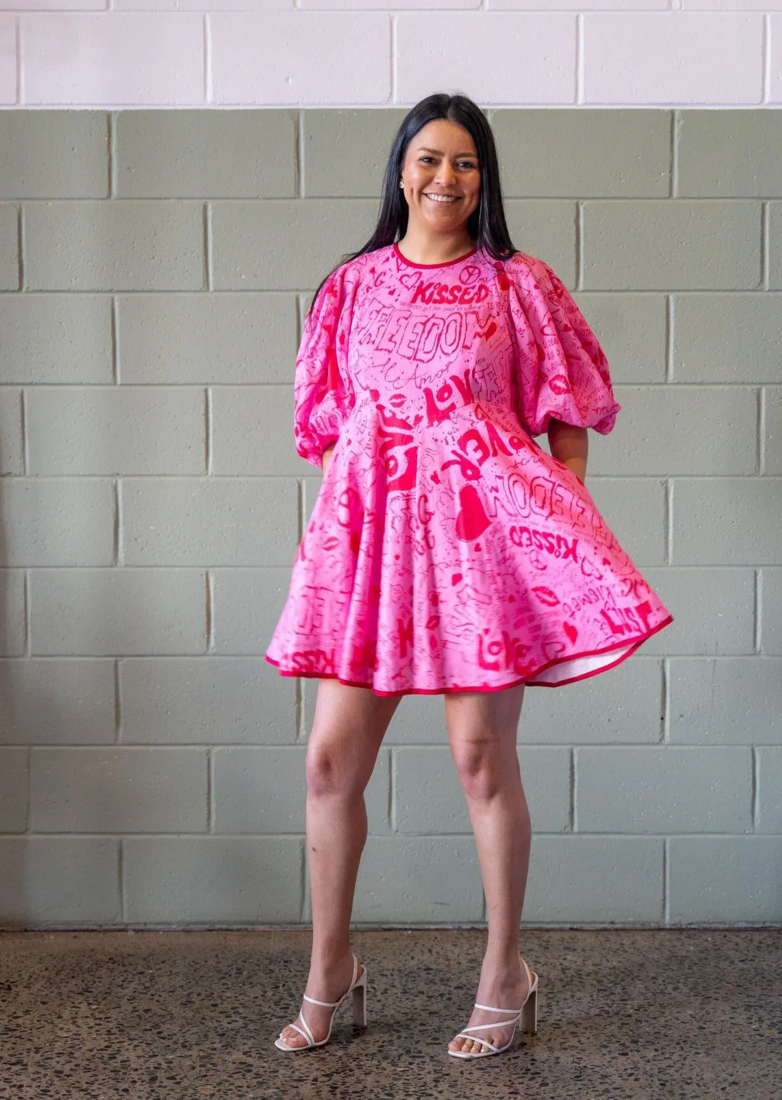 Zimmermann Linen Day Mini Dress Pink Graffiti Size 3/Au 14 - Image 1