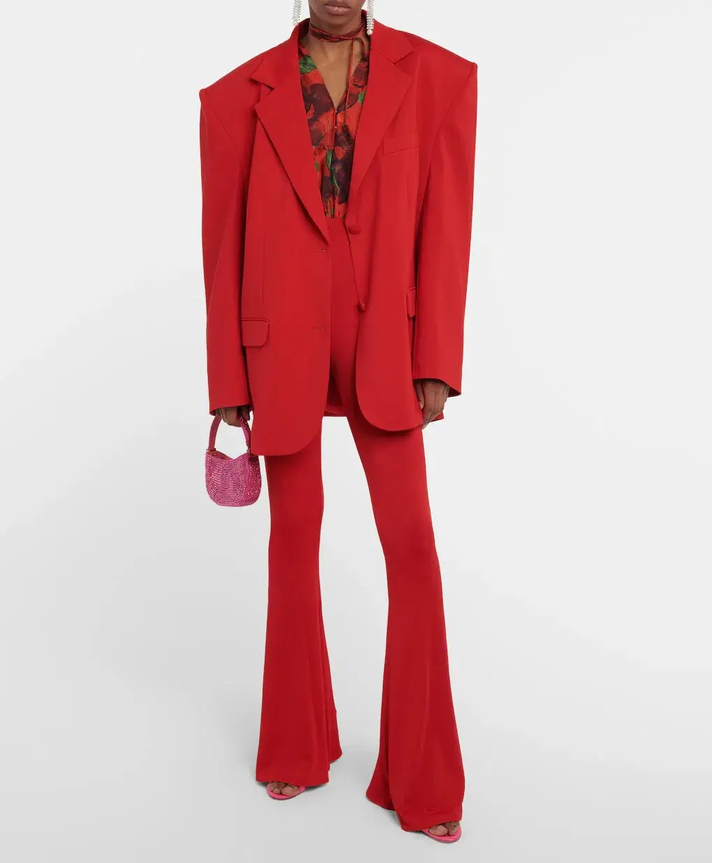 Magda Butrym  Oversized Jersey Blazer Red Size 8 - Image 1