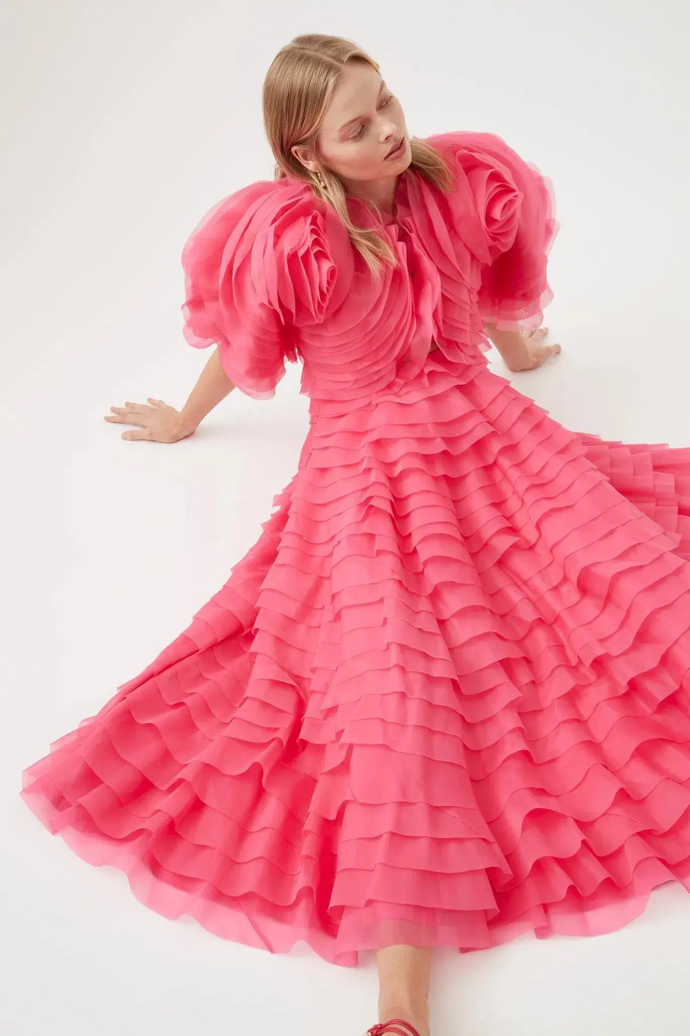 AJE Amour Ruffle Midi Dress in Berry Size 16 - Image 1