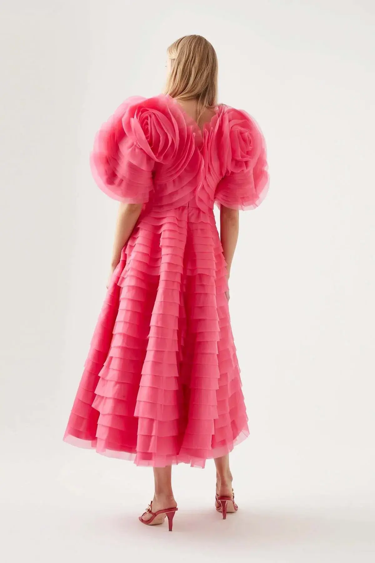 AJE Amour Ruffle Midi Dress in Berry Size 16 - Image 2