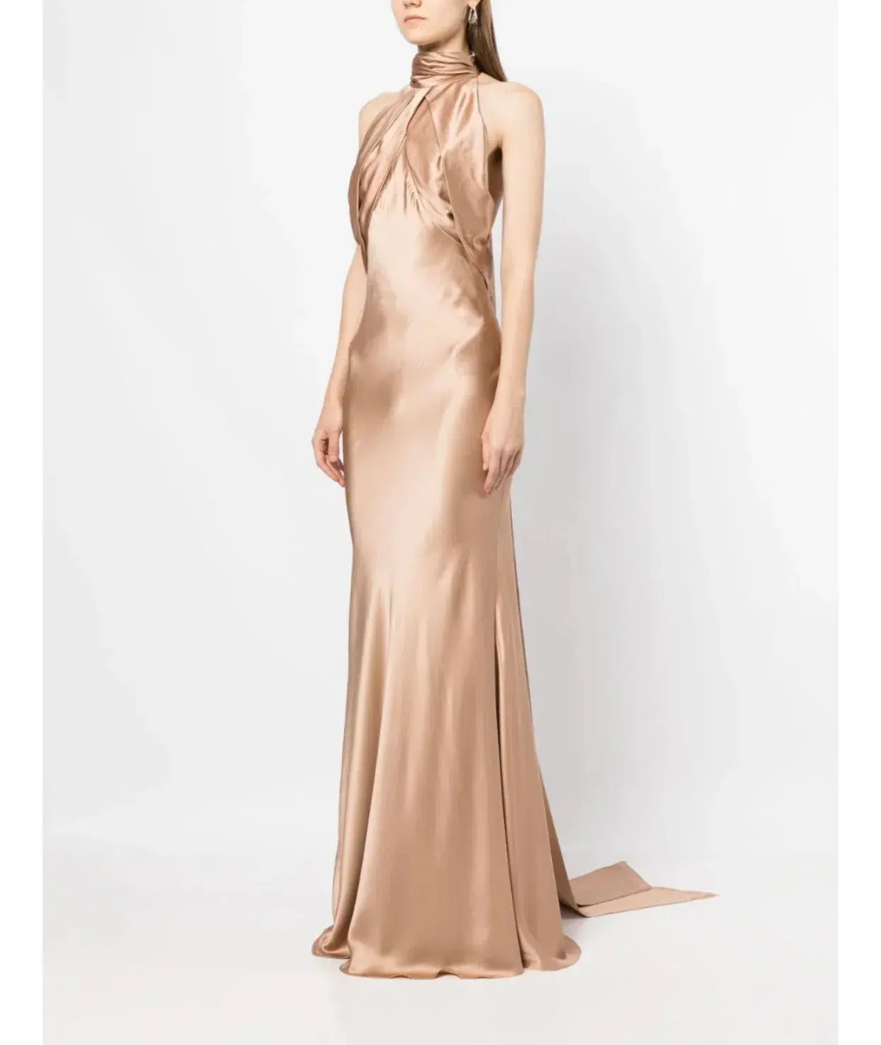 Rachel Gilbert Audrey Halterneck Dress Champagne Size 14 - Image 2