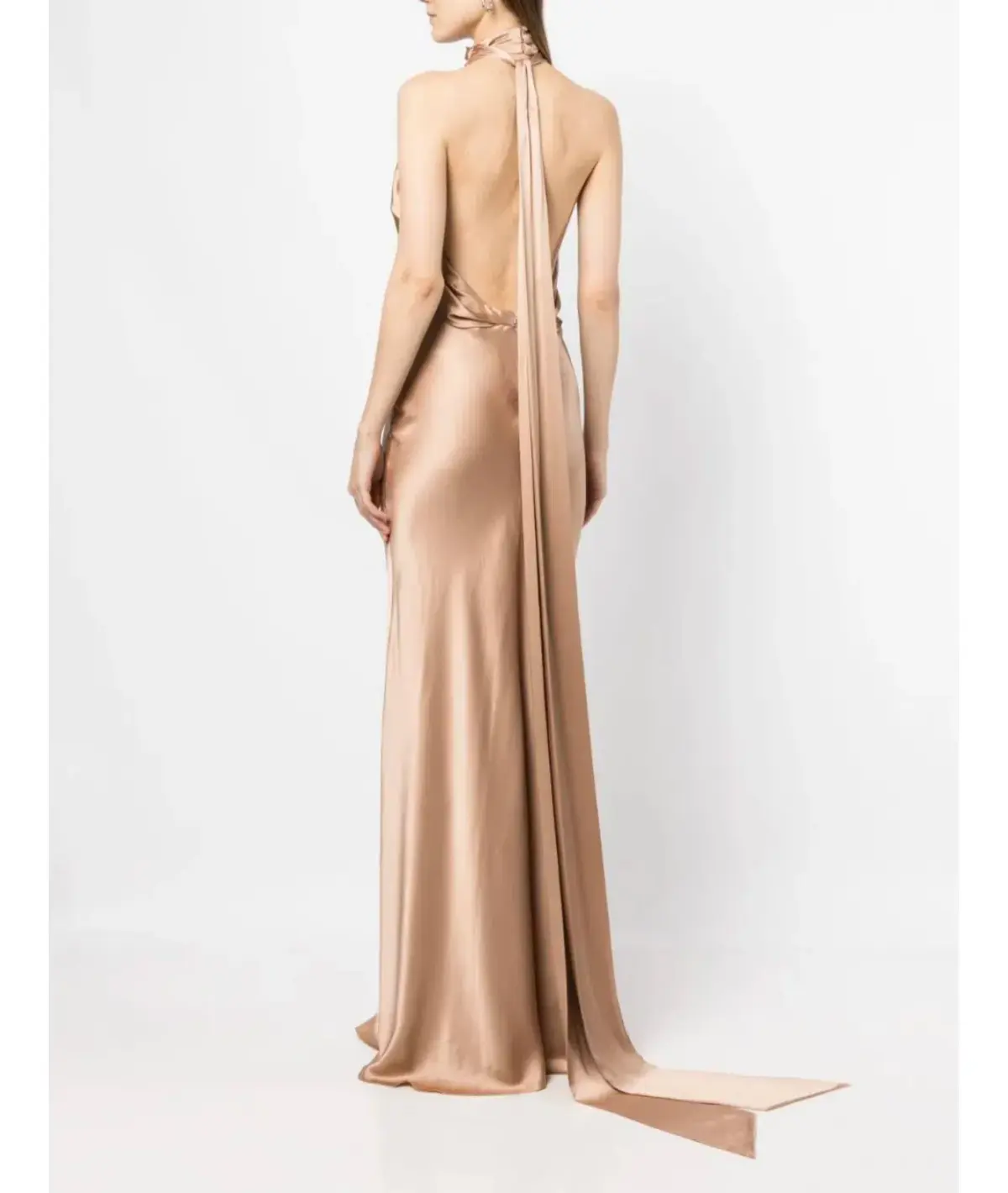 Rachel Gilbert Audrey Halterneck Dress Champagne Size 14 - Image 3
