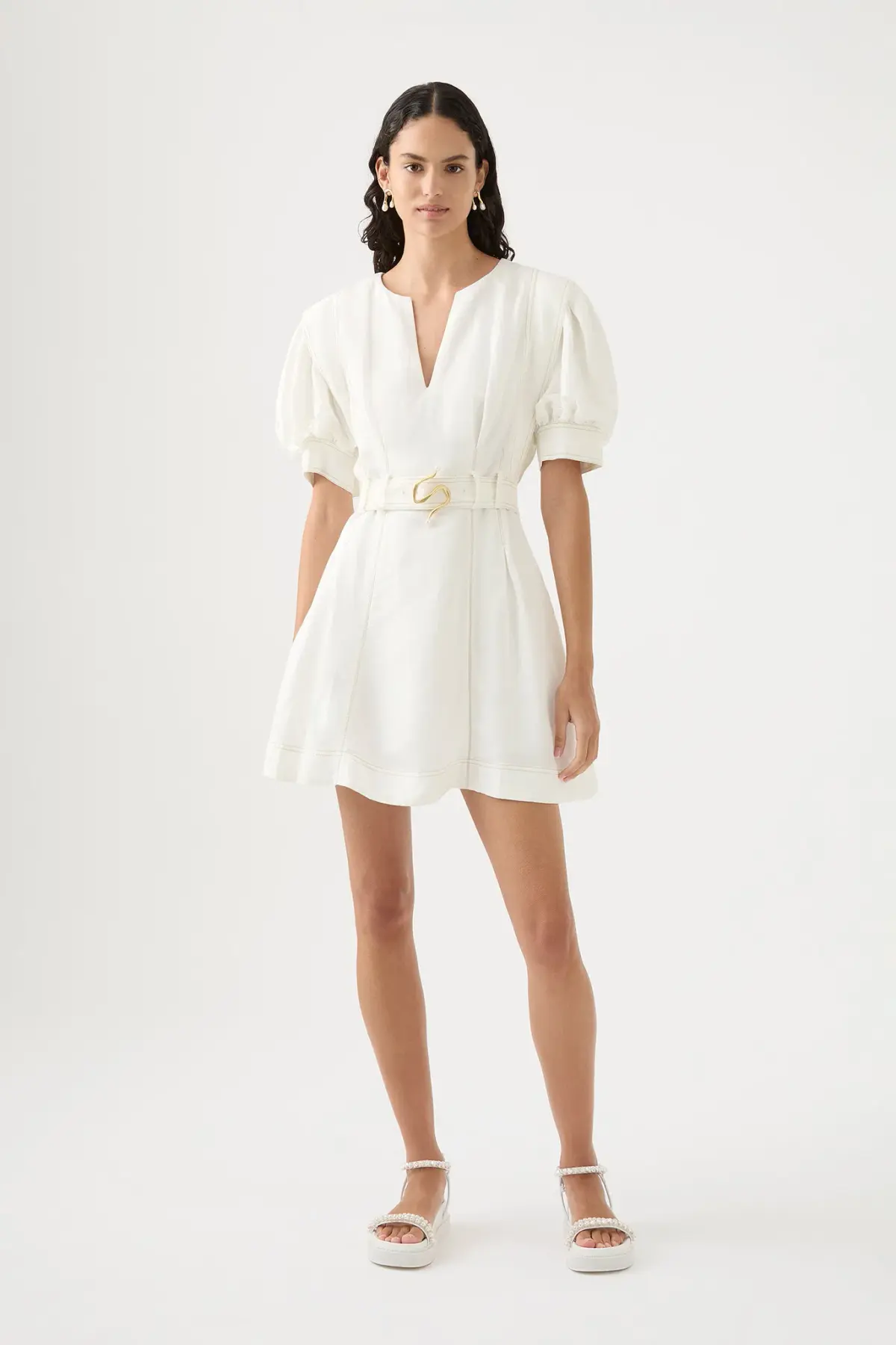 Aje Beacon Structured Mini Dress White Size 16 - Image 1