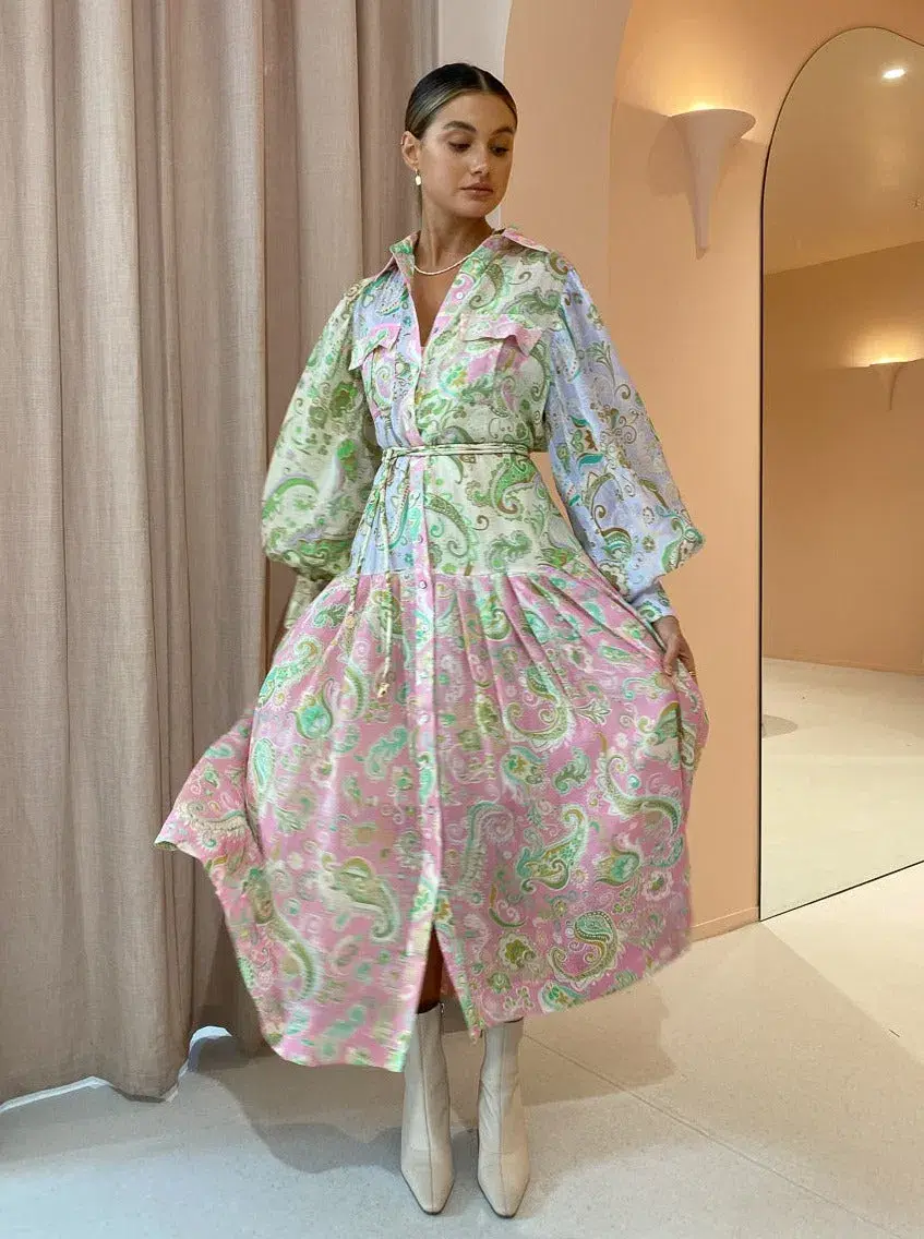 Alemais Marta Patchwork Shirtdress Size 14 - Image 1