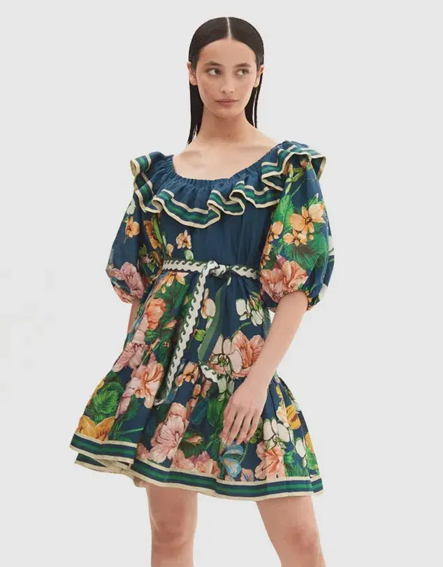 Alemais Lyla Frill Neck Mini Dress Floral Size 16 - Image 4
