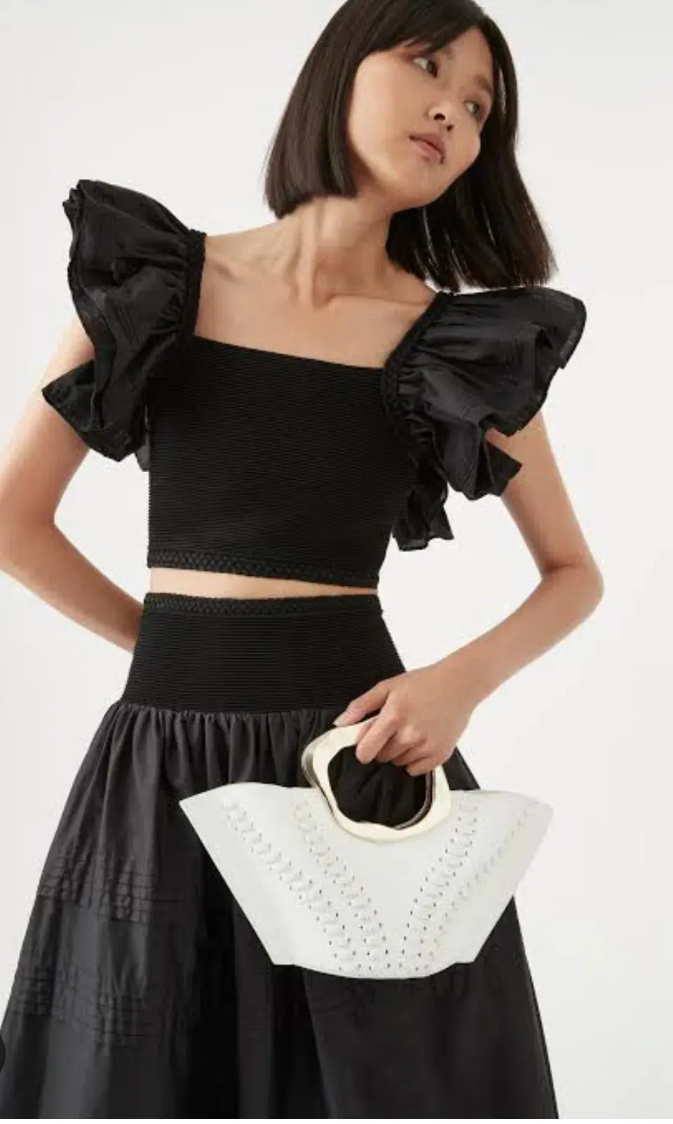 Aje Corinne Knit Bodice Crop Top and Rosalie Knit Waist Midi Skirt Set in Black Size XL / AU 16 - Image 5