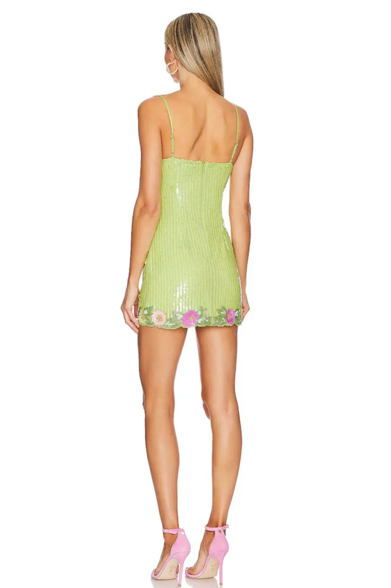 Majorelle Cal Embellished Mini Dress Lime Green - Image 2