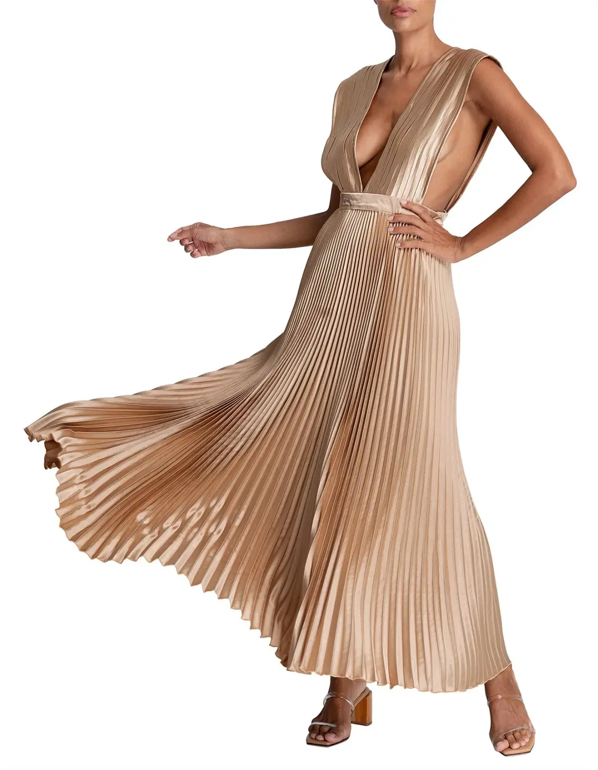 L'Idee Gala Gown Gold Size 6 - Image 7