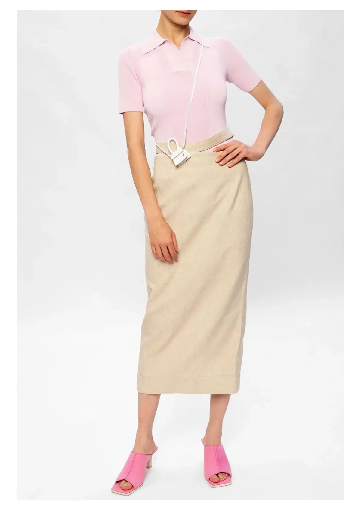 Jacquemus Ribbed Polo Top With Open Back Pink Size 32 / AU 4 - Image 1