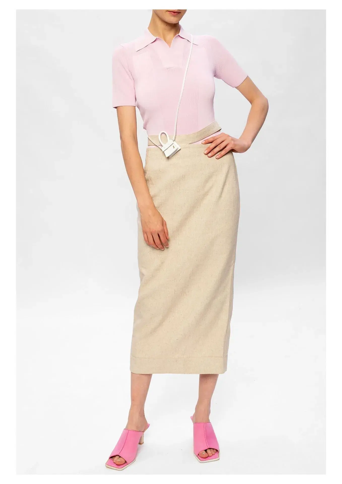 Jacquemus Ribbed Polo Top With Open Back Pink Size 32 / AU 4 - Image 1