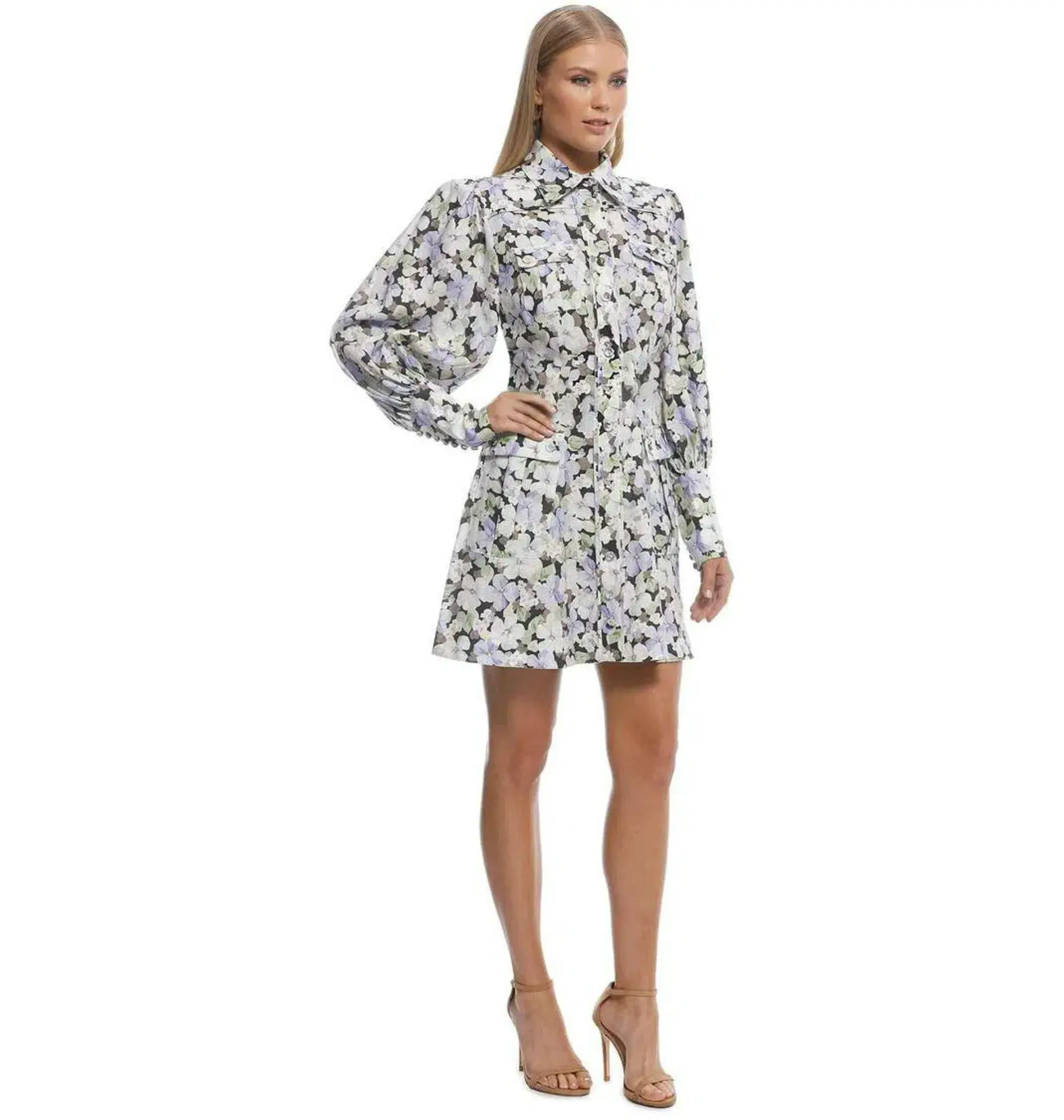 Zimmermann Ninety Six Short Shirt Dress Dark Pansy Size 2 / Au 12  - Image 2