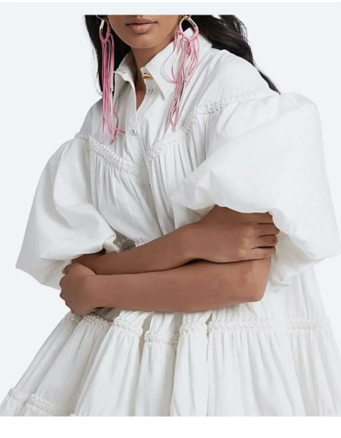 Aje Casabianca Puff Sleeve Shirt Smock Dress White Size 4 - Image 4