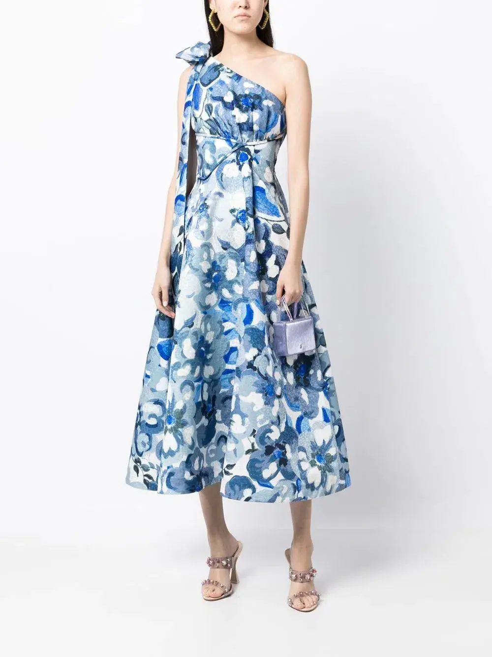 Rachel Gilbert Emiliano Midi Dress Blue Print Size 3 / AU 12 - Image 1