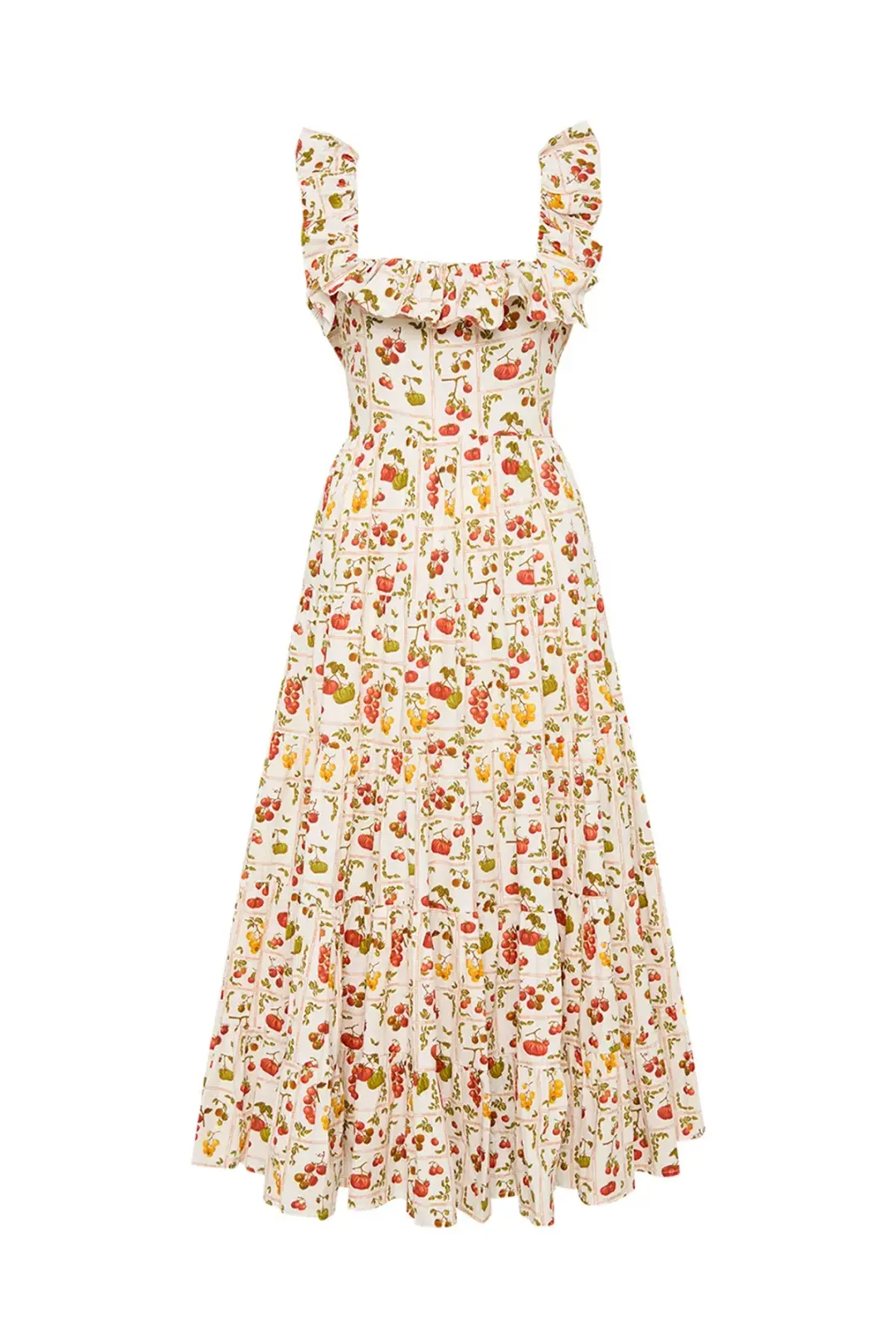Palm Noosa Leon Dress in Tomato Tiles Print Size 6 for rent on The Volte - main image