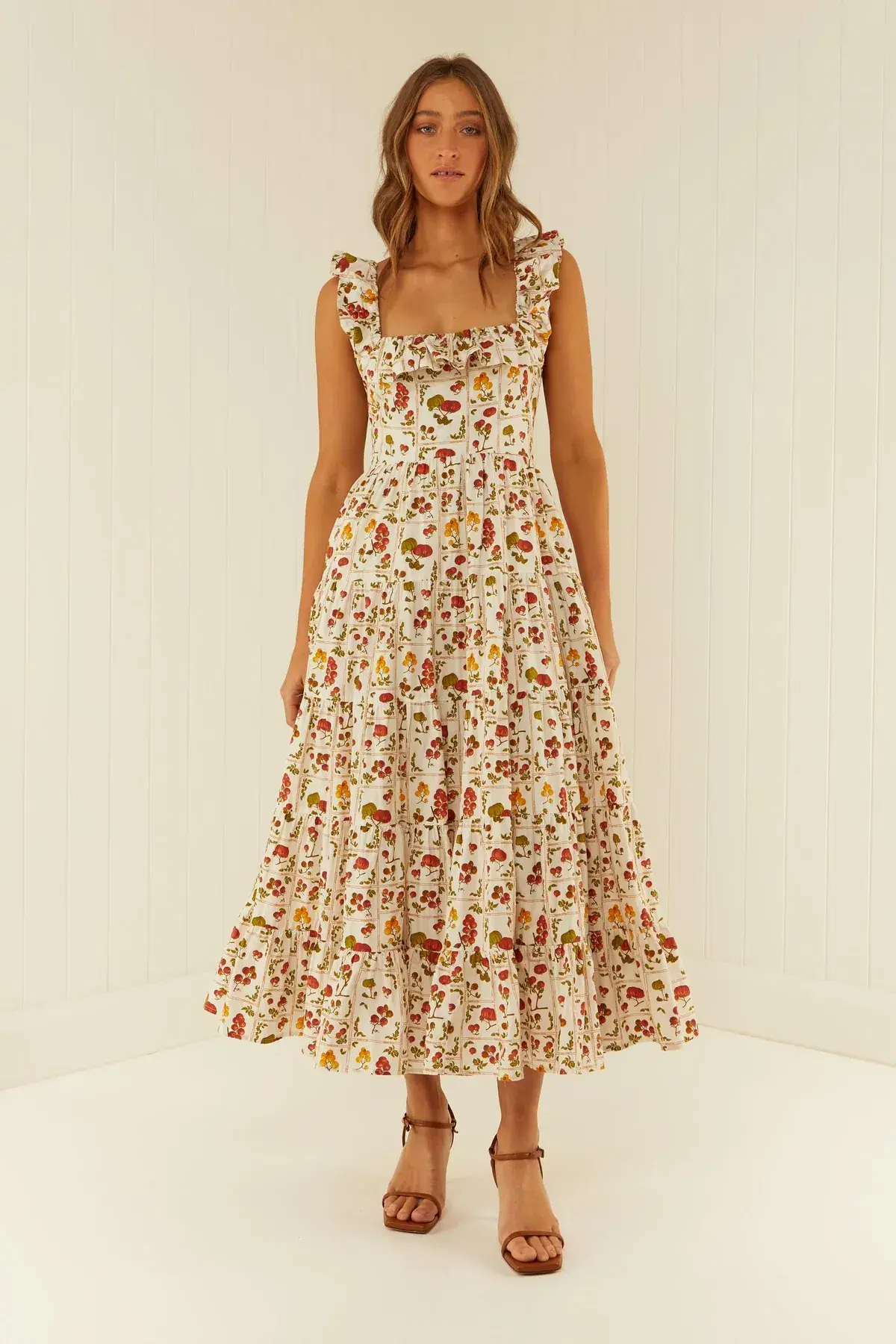 Palm Noosa Leon Dress in Tomato Tiles Print Size 6 - Image 1