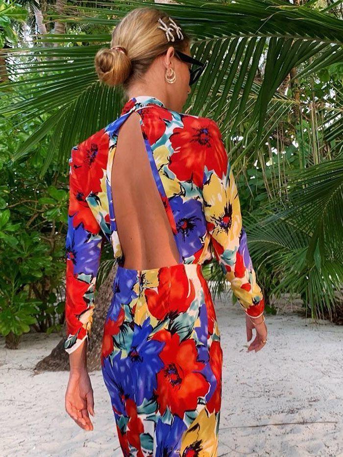 RIXO Lucy - Diana Floral High Neck Backless Dress size 10 - Image 2