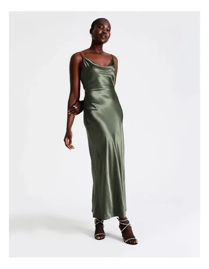 Wayne Cooper Cowl Neck Satin Slip Dress Green Size 18  - Image 3