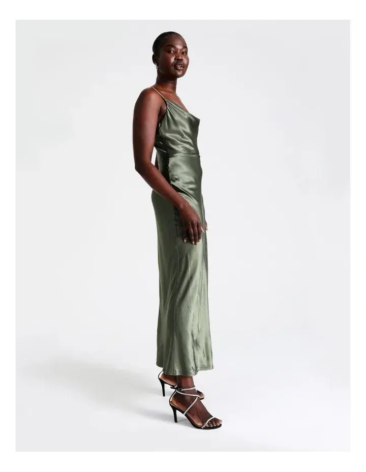 Wayne Cooper Cowl Neck Satin Slip Dress Green Size 18  - Image 5
